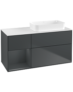 Villeroy und Boch Finion Waschtischunterschrank F681HGHG 120x60,3x50,1cm, Regal links Midnight Blue Matt Lacquer, Midnight Blue Matt Lacquer