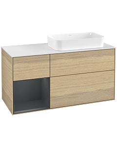 Villeroy und Boch Finion Villeroy und Boch F681HGPC 120x60.3x50.1cm, étagère à gauche Midnight Blue Matt Lacquer , Oak Veneer