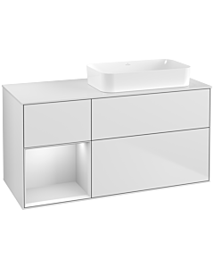 Villeroy und Boch Finion Waschtischunterschrank F681MTMT 120x60,3x50,1cm, Regal links White matt lacquer, White matt lacquer