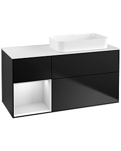 Villeroy und Boch Finion Waschtischunterschrank F681MTPD 120x60,3x50,1cm, Regal links White matt lacquer, Black matt lacquer