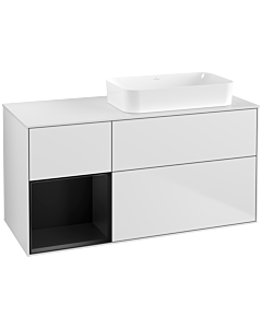Villeroy und Boch Finion Villeroy und Boch F681PDMT 120x60.3x50.1cm, étagère à gauche laqué noir mat, laqué blanc mat