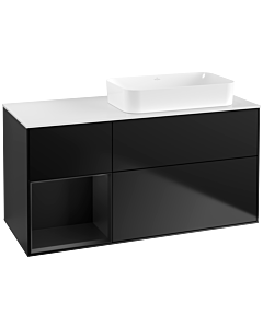 Villeroy und Boch Finion Waschtischunterschrank F681PDPD 120x60,3x50,1cm, Regal links Black matt lacquer, Black matt lacquer