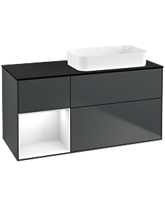 Villeroy und Boch Finion Waschtischunterschrank F682GFHG 120x60,3x50,1cm, Regal links Glossy white lacquer, Midnight Blue Matt Lacquer