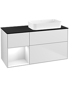 Villeroy und Boch Finion Waschtischunterschrank F682GFMT 120x60,3x50,1cm, Regal links Glossy white lacquer, White matt lacquer