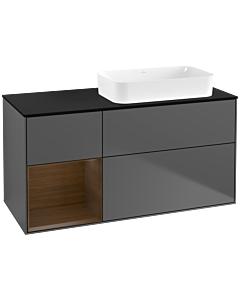 Villeroy und Boch Finion Villeroy und Boch F682GNGK 120x60,3x50,1cm, étagère gauche placage noyer, anthracite mat