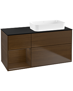Villeroy und Boch Finion Waschtischunterschrank F682GNGN 120x60,3x50,1cm, Regal links Walnut veneer, Walnut veneer