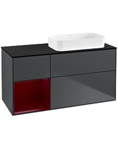 Villeroy und Boch Finion Waschtischunterschrank F682HBHG 120x60,3x50,1cm, Regal links Peony, Midnight Blue Matt Lacquer