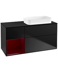 Villeroy und Boch Finion Villeroy und Boch F682HBPD 120x60.3x50.1cm, étagère à gauche Peony , laqué noir mat