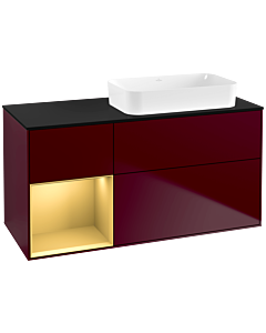 Villeroy und Boch Finion Waschtischunterschrank F682HFHB 120x60,3x50,1cm, Regal links Gold matt, Peony Matt
