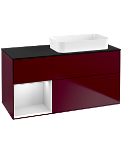 Villeroy und Boch Finion Waschtischunterschrank F682MTHB 120x60,3x50,1cm, Regal links White matt lacquer, Peony Matt