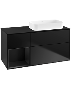 Villeroy und Boch Finion Villeroy und Boch F682PDPD 120x60.3x50.1cm, étagère à gauche laqué noir mat, laqué noir mat