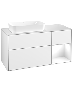 Villeroy und Boch Finion Villeroy und Boch F691GFGF 120x60.3x50.1cm, étagère à droite Laque blanc brillant, Laque blanc brillant