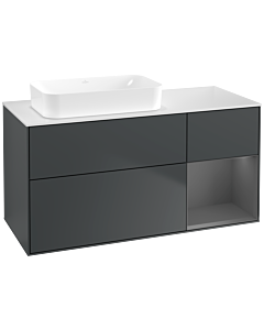 Villeroy und Boch Finion Waschtischunterschrank F691GKHG 120x60,3x50,1cm, Regal rechts Anthracite matt, Midnight Blue Matt Lacquer