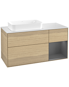 Villeroy und Boch Finion Waschtischunterschrank F691GKPC 120x60,3x50,1cm, Regal rechts Anthracite matt, Oak Veneer