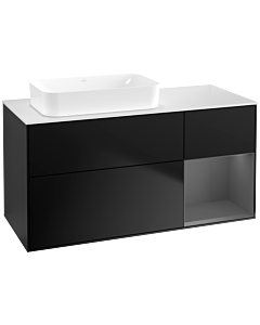Villeroy und Boch Finion Waschtischunterschrank F691GKPD 120x60,3x50,1cm, Regal rechts Anthracite matt, Black matt lacquer