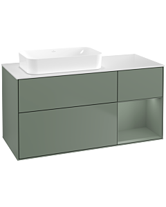 Villeroy und Boch Finion Waschtischunterschrank F691GMGM 120x60,3x50,1cm, Regal rechts Olive Matt Lacquer, Olive Matt Lacquer