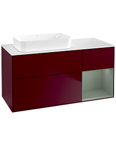 Villeroy und Boch Finion Waschtischunterschrank F691GMHB 120x60,3x50,1cm, Regal rechts Olive Matt Lacquer, Peony Matt