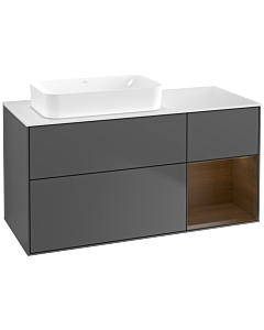 Villeroy und Boch Finion Villeroy und Boch F691GNGK 120x60.3x50.1cm, étagère droite placage noyer, anthracite mat