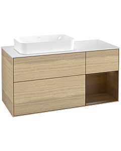 Villeroy und Boch Finion Waschtischunterschrank F691GNPC 120x60,3x50,1cm, Regal rechts Walnut veneer, Oak Veneer