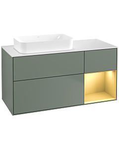 Villeroy und Boch Finion Villeroy und Boch Finion F691HFGM 120x60.3x50.1cm, shelf on the right matt gold, Olive Matt Lacquer