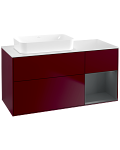 Villeroy und Boch Finion Waschtischunterschrank F691HGHB 120x60,3x50,1cm, Regal rechts Midnight Blue Matt Lacquer, Peony Matt