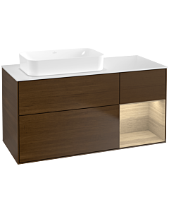 Villeroy und Boch Finion Waschtischunterschrank F691PCGN 120x60,3x50,1cm, Regal rechts Oak Veneer, Walnut veneer