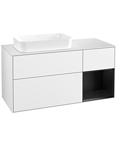 Villeroy und Boch Finion Waschtischunterschrank F691PDGF 120x60,3x50,1cm, Regal rechts Black matt lacquer, Glossy white lacquer
