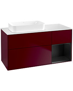 Villeroy und Boch Finion Waschtischunterschrank F691PDHB 120x60,3x50,1cm, Regal rechts Black matt lacquer, Peony Matt