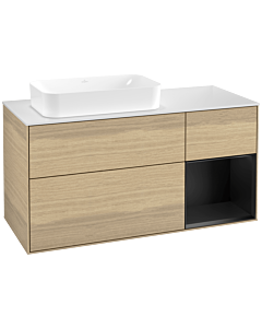Villeroy und Boch Finion Waschtischunterschrank F691PDPC 120x60,3x50,1cm, Regal rechts Black matt lacquer, Oak Veneer