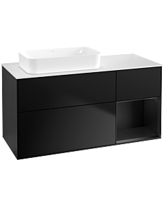 Villeroy und Boch Finion Villeroy und Boch F691PDPD 120x60.3x50.1cm, étagère à droite laqué noir mat, laqué noir mat