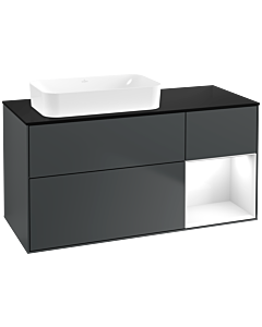Villeroy und Boch Finion Waschtischunterschrank F692GFHG 120x60,3x50,1cm, Regal rechts Glossy white lacquer, Midnight Blue Matt Lacquer