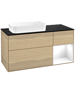 Villeroy und Boch Finion Waschtischunterschrank F692GFPC 120x60,3x50,1cm, Regal rechts Glossy white lacquer, Oak Veneer