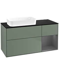 Villeroy und Boch Finion Waschtischunterschrank F692GKGM 120x60,3x50,1cm, Regal rechts Anthracite matt, Olive Matt Lacquer