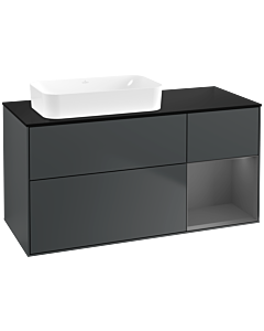 Villeroy und Boch Finion Waschtischunterschrank F692GKHG 120x60,3x50,1cm, Regal rechts Anthracite matt, Midnight Blue Matt Lacquer