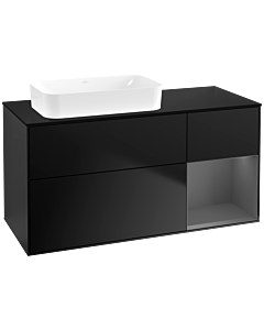 Villeroy und Boch Finion Waschtischunterschrank F692GKPD 120x60,3x50,1cm, Regal rechts Anthracite matt, Black matt lacquer