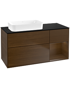 Villeroy und Boch Finion Waschtischunterschrank F692GNGN 120x60,3x50,1cm, Regal rechts Walnut veneer, Walnut veneer