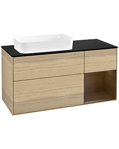 Villeroy und Boch Finion Waschtischunterschrank F692GNPC 120x60,3x50,1cm, Regal rechts Walnut veneer, Oak Veneer