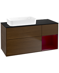 Villeroy und Boch Finion Waschtischunterschrank F692HBGN 120x60,3x50,1cm, Regal rechts Peony, Walnut veneer