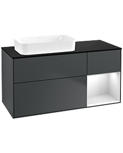 Villeroy und Boch Finion Waschtischunterschrank F692MTHG 120x60,3x50,1cm, Regal rechts White matt lacquer, Midnight Blue Matt Lacquer