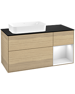 Villeroy und Boch Finion Waschtischunterschrank F692MTPC 120x60,3x50,1cm, Regal rechts White matt lacquer, Oak Veneer