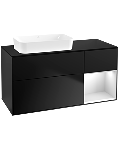 Villeroy und Boch Finion Waschtischunterschrank F692MTPD 120x60,3x50,1cm, Regal rechts White matt lacquer, Black matt lacquer