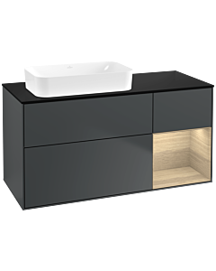 Villeroy und Boch Finion Waschtischunterschrank F692PCHG 120x60,3x50,1cm, Regal rechts Oak Veneer, Midnight Blue Matt Lacquer