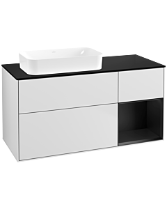 Villeroy und Boch Finion Waschtischunterschrank F692PDMT 120x60,3x50,1cm, Regal rechts Black matt lacquer, White matt lacquer