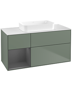 Villeroy und Boch Finion Villeroy und Boch F701GKGM 120x60.3x50.1cm, étagère gauche anthracite mat, Olive Matt Lacquer
