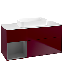 Villeroy und Boch Finion Waschtischunterschrank F701GKHB 120x60,3x50,1cm, Regal links Anthracite matt, Peony Matt