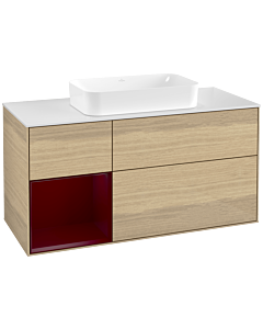 Villeroy und Boch Finion Waschtischunterschrank F701HBPC 120x60,3x50,1cm, Regal links Peony, Oak Veneer