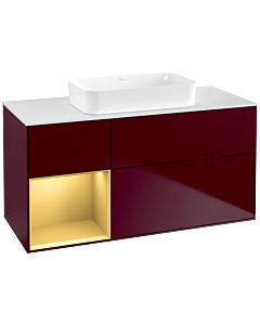 Villeroy und Boch Finion Waschtischunterschrank F701HFHB 120x60,3x50,1cm, Regal links Gold matt, Peony Matt