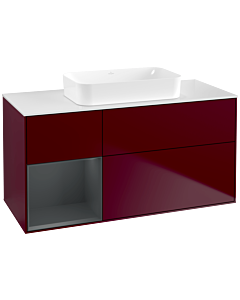 Villeroy und Boch Finion Villeroy und Boch F701HGHB 120x60.3x50.1cm, étagère à gauche Midnight Blue Matt Lacquer , Peony Matt