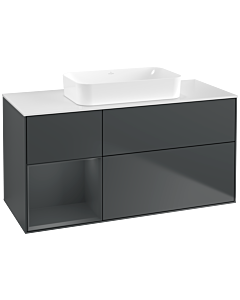 Villeroy und Boch Finion Waschtischunterschrank F701HGHG 120x60,3x50,1cm, Regal links Midnight Blue Matt Lacquer, Midnight Blue Matt Lacquer