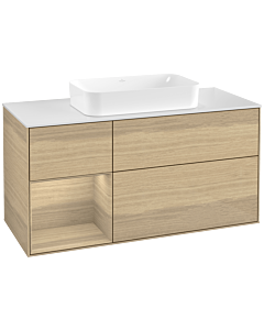 Villeroy und Boch Finion Waschtischunterschrank F701PCPC 120x60,3x50,1cm, Regal links Oak Veneer, Oak Veneer